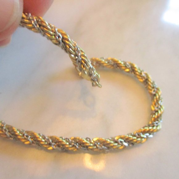 Vintage Braided Tennis Bracelet Gold silver Monet - Picture 1 of 6